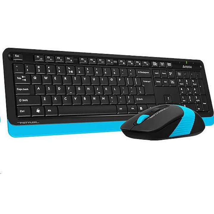 Set tastatura si mouse wireless A4Tech FG1010 albastru 15m 2000DPI