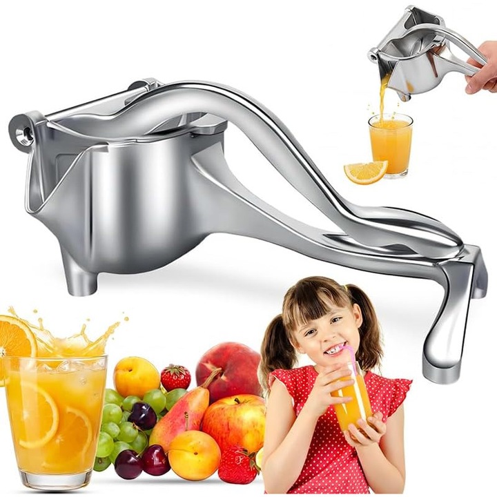 Storcator manual de citrice din aluminiu, extractor de suc cu maner ergonomic, presa de fructe DIY pentru portocale/lamai/fructe, storcator manual de lamai pentru bucatarie, bar, bar de sucuri