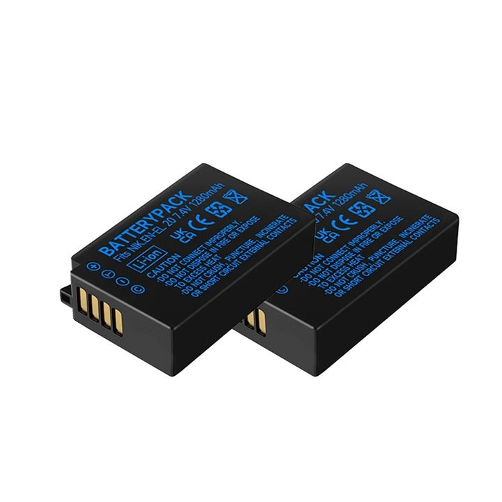 Baterii camera 2 buc dual slot incarcator 1280mAh 50x30x14mm