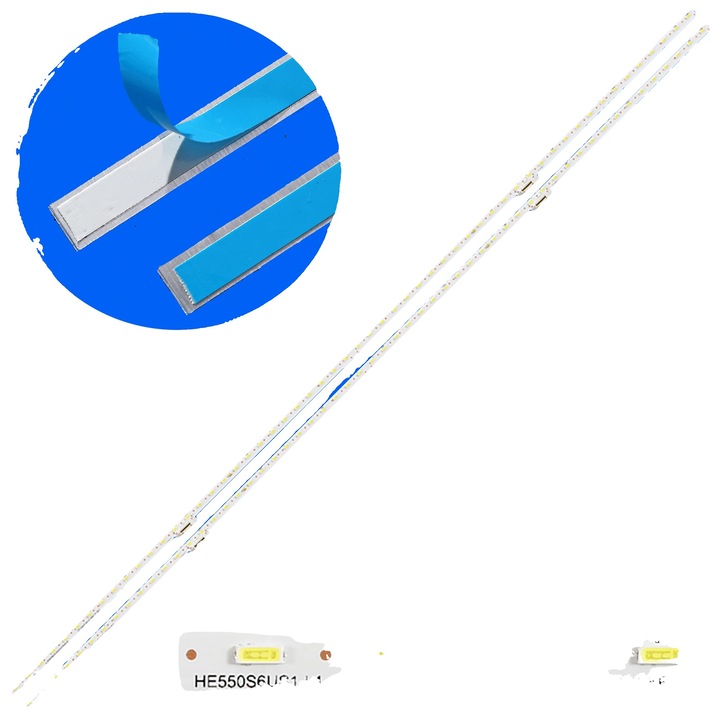 Banda LED backlight HE550S6U51-L1 JL.E55078414-003CS-R7N-M-HF, 56 LED, 6V, compatibil cu diverse modele TV, PVC, Alb, 599mm