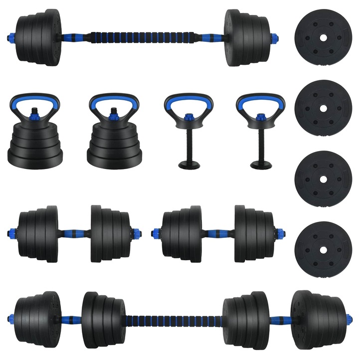 Set de Haltere 4 in 1 40kg vidaXL, Negru si rosu