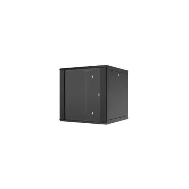 Mirsan MR.WTC12U60MN.01_KYK 19" 12U 565x576x600mm fekete falra szerelhető rack szekrény, összeszerelve, üvegajtóval, levehető oldallappal