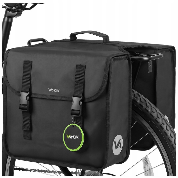 Geanta bicicleta portbagaj cu 2 laterale Vayox VA0447, 29L, PVC, Impermeabila, Pentru ciclism, Montare rapida, Negru