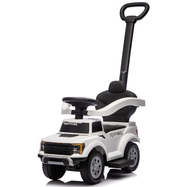 Vehicul copii Sun Baby Ford Raptor alb 3in1 cu lumini LED si picioare rabatabile
