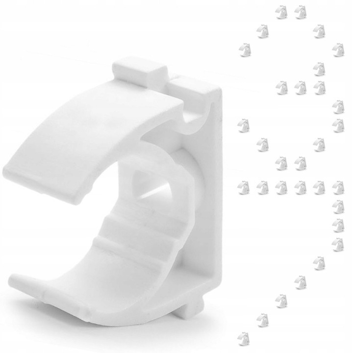 Set 100 cleme deschise Tech-Plast alb 37mm pentru tevi electroinstalatii
