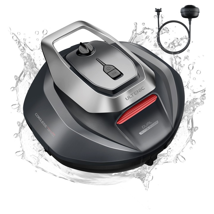 Aspiratoare piscina Ultenic P10 Robot pentru curatat piscina, 90 de minute, rezervor de 2, 5 l, parcare automata 5200 mAh, 2 motoare fara perii, curatare automata