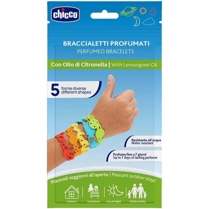 Chicco NaturalZ szilikon karkötők gyerekeknek, 5 db, 3 éves +