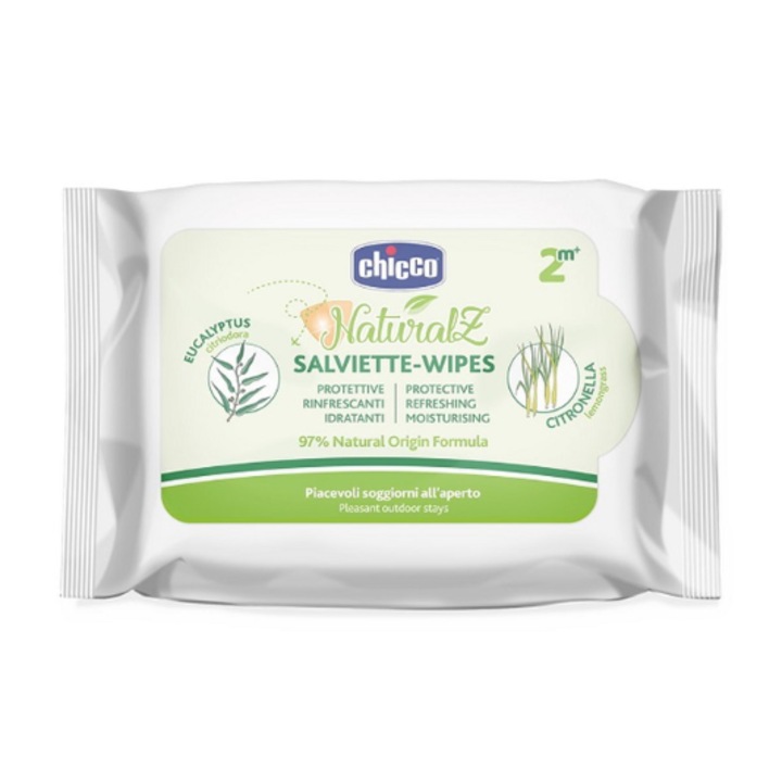 Servetele umede cu extract de eucalipt si citronella, NaturalZ, Chicco, 20 bucati