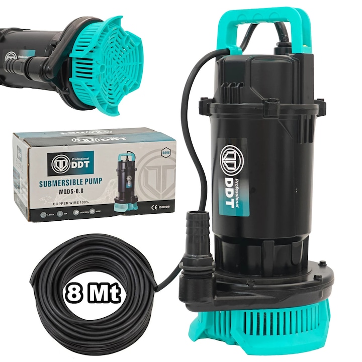 Pompa submersibila apa curata DDT WQDS-0.8 – 1.0HP, 220V, debit 3 m³/h, bobinaj cupru masiv, refulare 35m