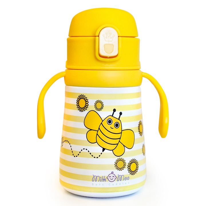 Milk&Moo Стоманена детска бутилка за вода Arı Vız Vız 360 ml