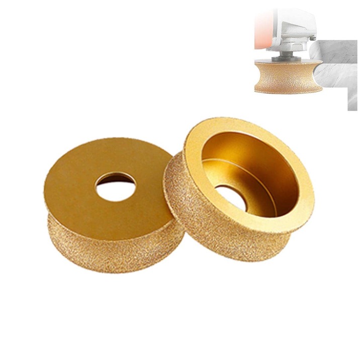 Freza diamantata pentru muchie exterioara, disc de slefuit diamantat brazat in vid de 75 mm, profil cu muchie semicirculara pentru profil de piatra, granulatie disc de slefuit diamantat manual, disc de slefuit diamantat (20 mm)