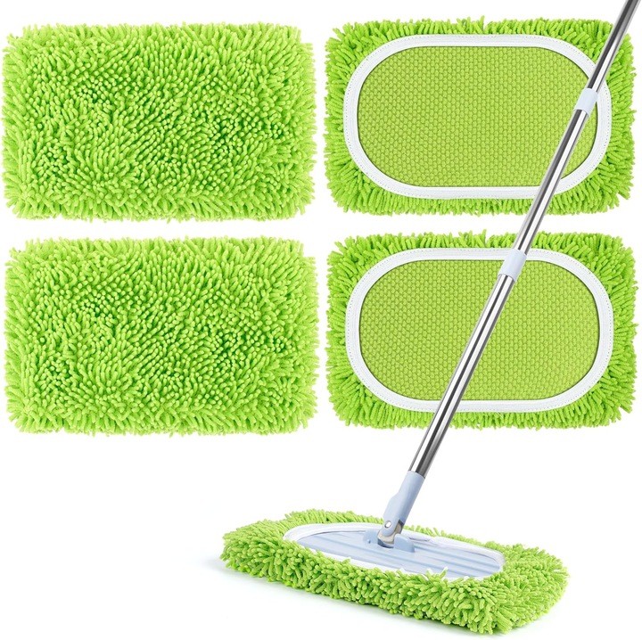 Servetele reutilizabile, pachet de 4, pentru maturatoare Swiffer, lavete reutilizabile pentru mop, laveta reutilizabila pentru mop, inlocuire pentru mop - verde