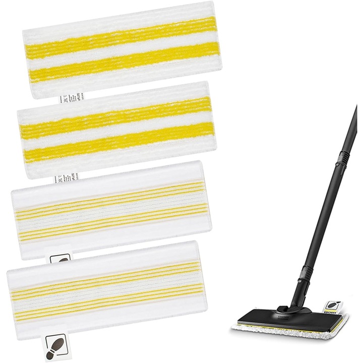 Pachet de 4 rezerve pentru lavetele de curatat cu abur Kärcher, kit de rezerva pentru lavetele din microfibra Kärcher SC1/SC2/SC3/SC4/SC5