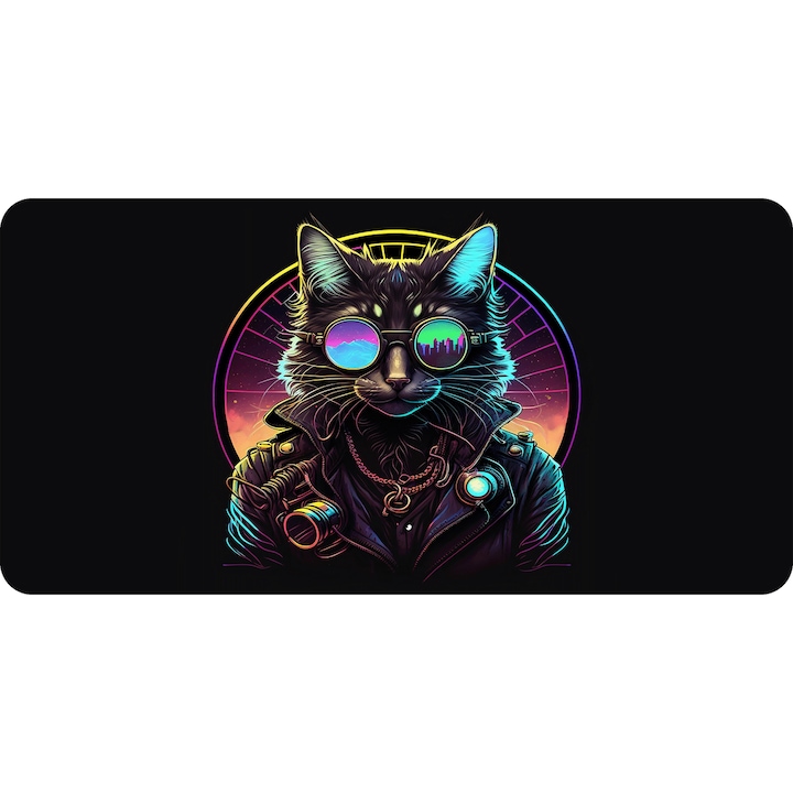 Mousepad Deskmat Cat midjourney AI 800x400x4 mm margini cusute Oktane