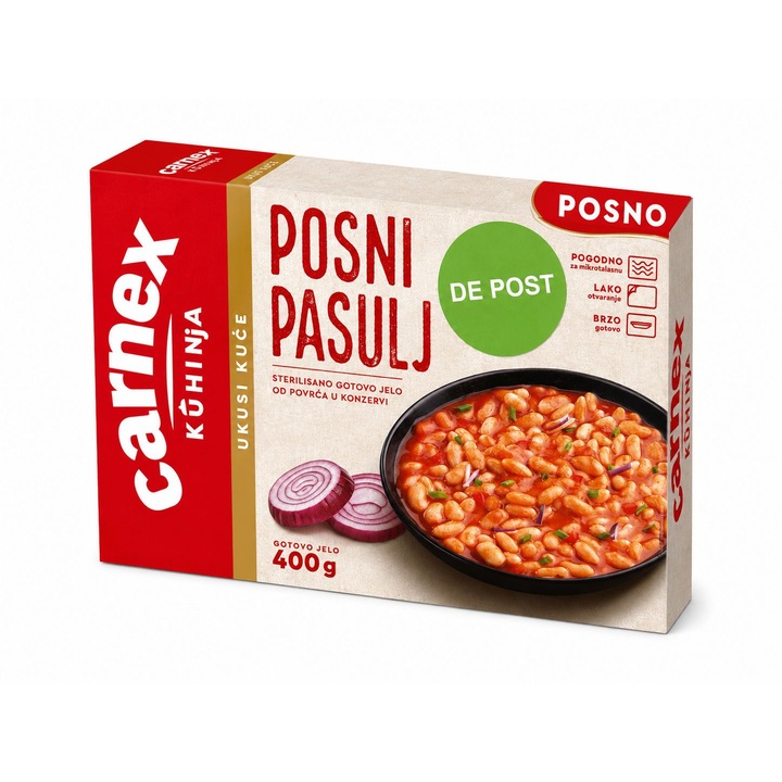 Fasole de post Carnex 400g, mancare gata preparata Ready To Eat