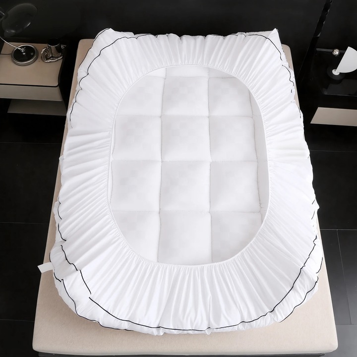 Cearsaf de pat, Cu elastic, 140x200 cm, 200 TC, Bumbac/Poliester, Uni, Albastru