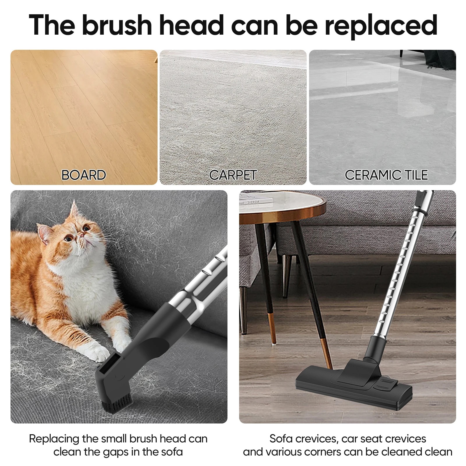 Aspirator cilindric, aspirator cu cablu, 3600W 15000Pa putere de aspirare, filtru multiciclonic, fara sac, cablu 5 m, pentru podele dure si covoare, par de animale, maro