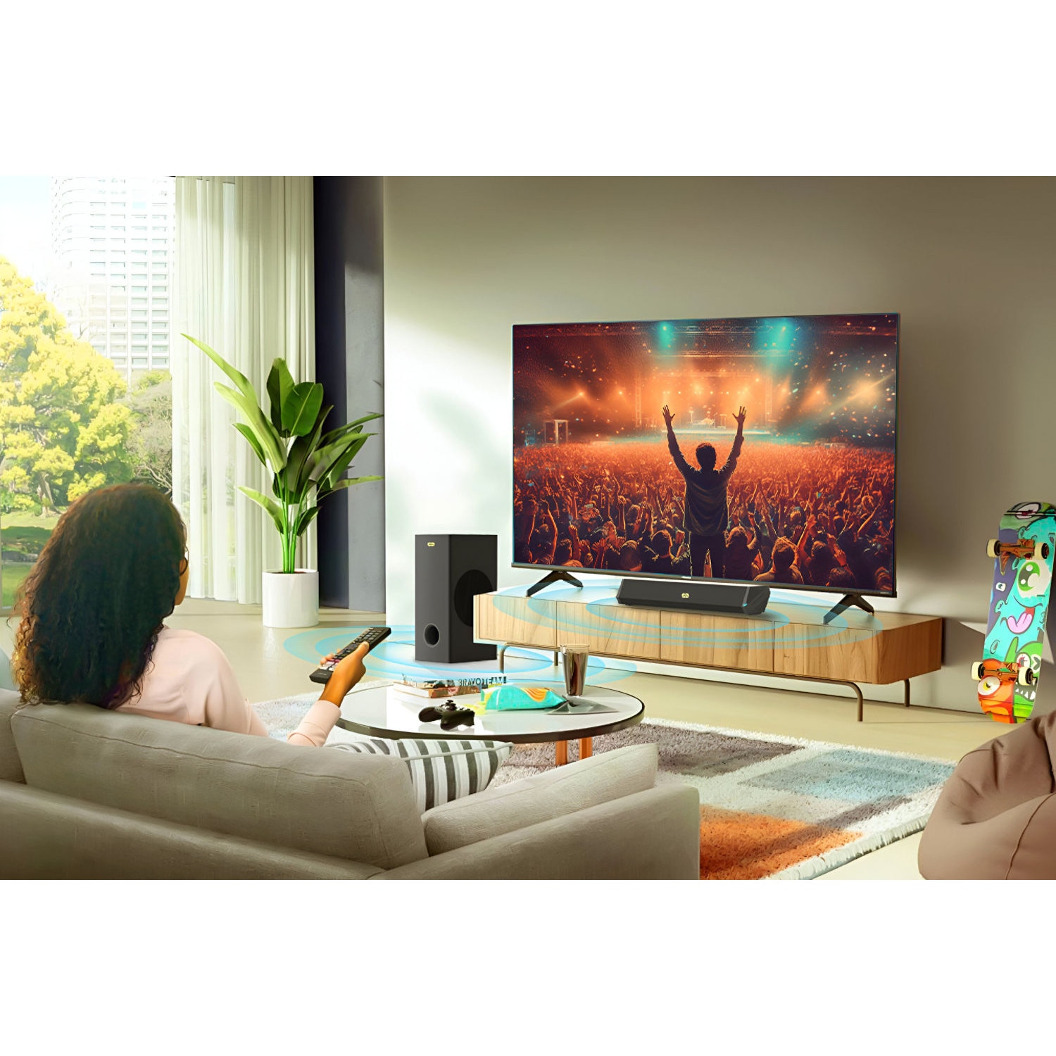 Soundbar Mozos GS-BAR 2.1, Bluetooth, negru, 42x10.9x7.2cm