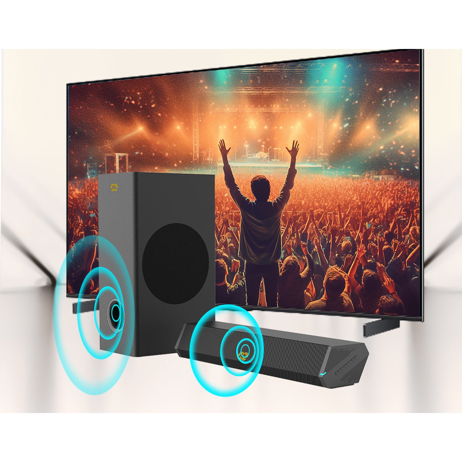 Soundbar Mozos GS-BAR 2.1, Bluetooth, negru, 42x10.9x7.2cm