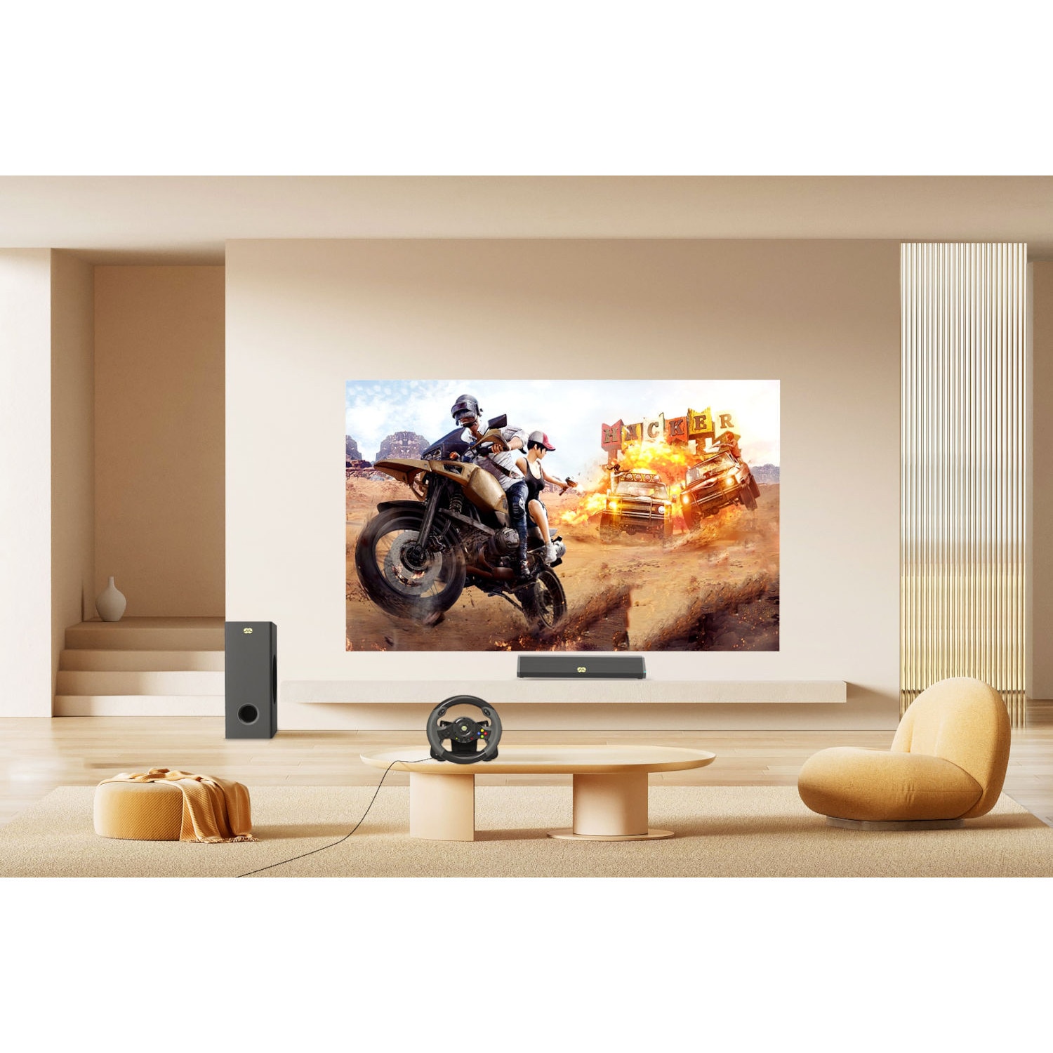 Soundbar Mozos GS-BAR 2.1, Bluetooth, negru, 42x10.9x7.2cm