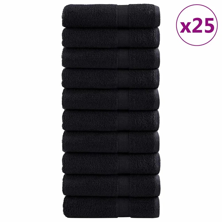 Prosop pentru vidaXL, musafiri SOLUND 50 pcs Negru 50 x 100 cm 550 gsm