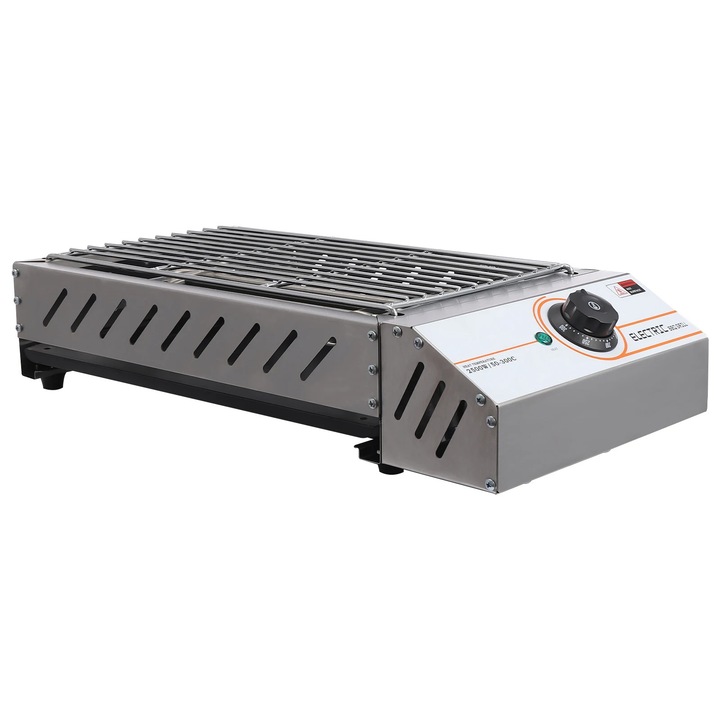 BBQ gratar de masa, Gratar electric, Portabil, Cu cablu, Carcasa metalica, Compact pentru blat, Montaj usor, Alb