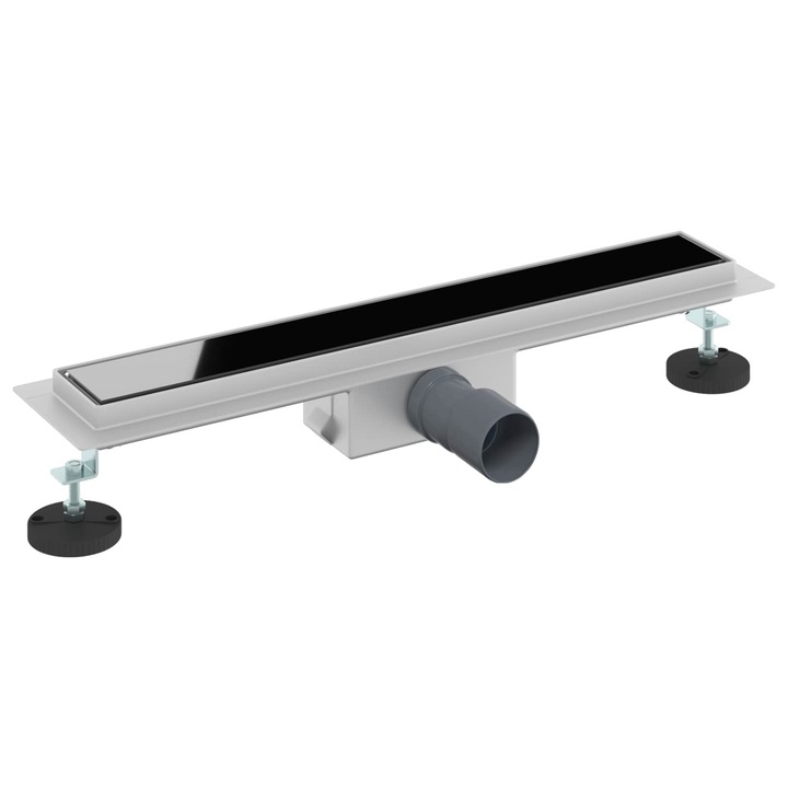 Sistem de scurgere pentru dus, vidaXL, otel inoxidabil 304, capac din sticla, negru, 50x11cm