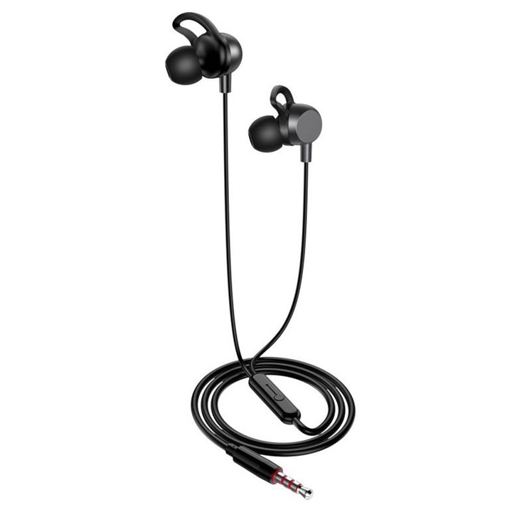 Casti Audio In-Ear cu fir Kaku KSC-705, 3.5mm, 1.2m, Buton Mic & Volum, HiFi, Negru