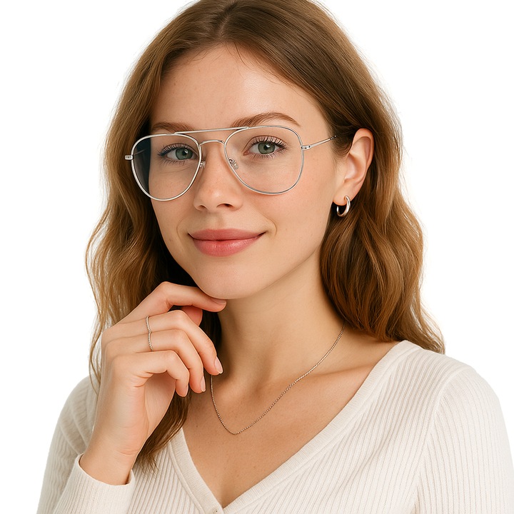 Ochelari dama pentru calculator fara dioptrii aviator view argintiu