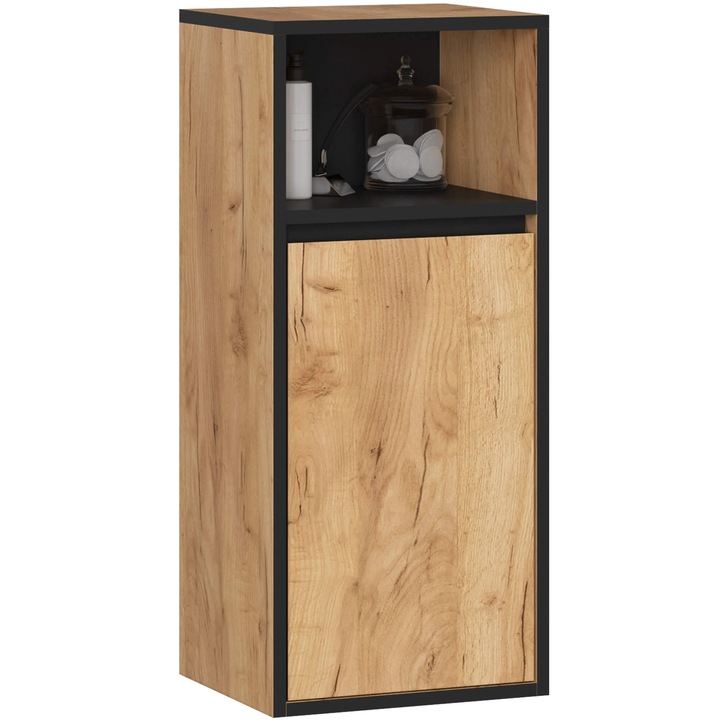 Dulap baie suspendat AKORD VAMI W35, 35x80x30cm, stejar craft-negru