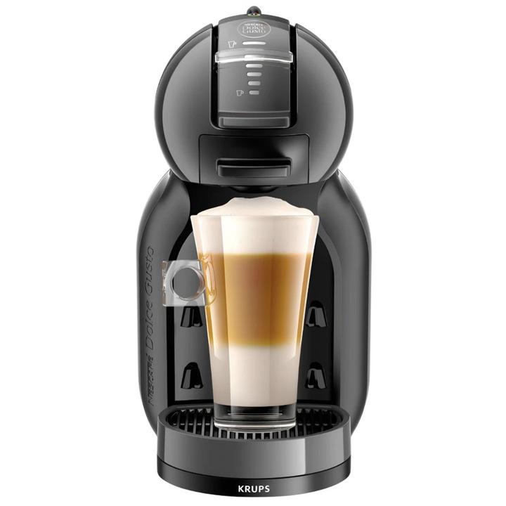 Espressor cafea Krups, cu capsule, 15 bar, 1500 W, cappuccino, espresso, latte macchiato, ciocolata calda, ceai, capacitate 0.8 l, functie Eco, negru, selectare marime, bauturi calde sau reci