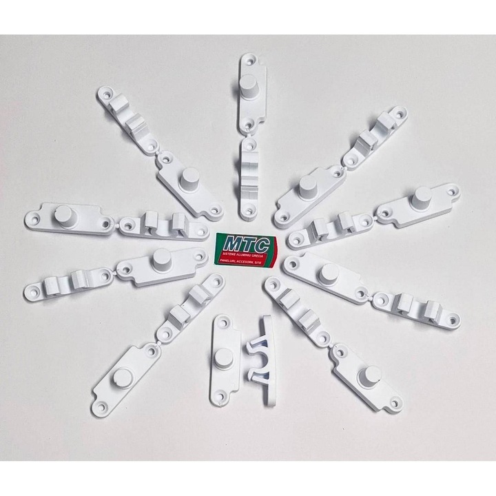 Set 10 Clipsuri complete Inchidere Plasa Tantari MTC - Albe, Accesorii Plase Insecte, Fixare Rama Plasa PVC Aluminiu