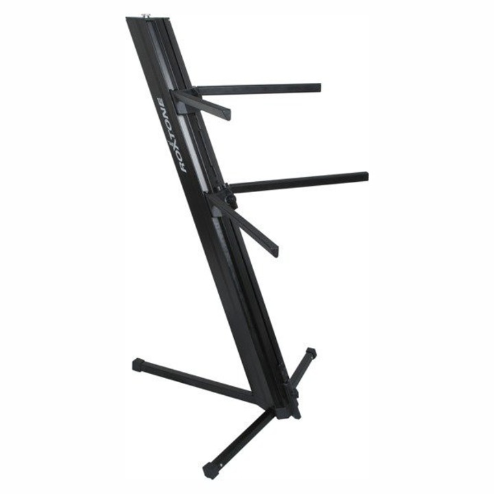 Roxtone KS1000 billentyűzetállvány, alumínium, állítható 60-110 cm, 35 kg teherbírás polconként, Fekete