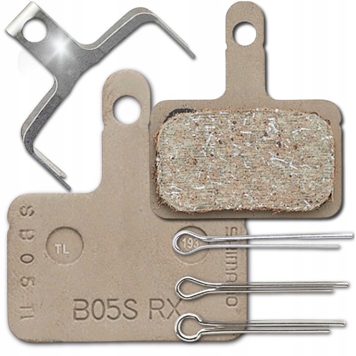 Placute de frana Shimano B05S/B03S/B01S, sinterizate, compatibile cu frane cu disc, bej, set 1 (2 placute + accesorii)