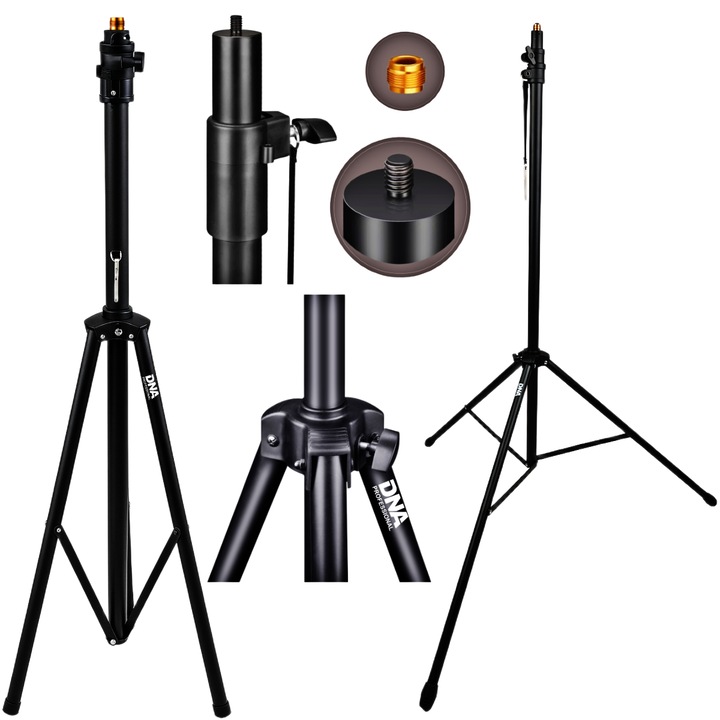 Stativ tripod DNA SCS1, fekete, állítható 113x215cm, alumínium, 25kg, biztonsági rögzítőcsap