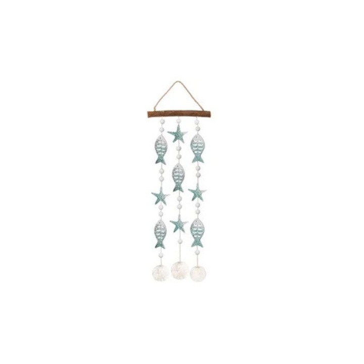 Clopotei de Vant Pesti cu Stea Bleu Glitter 48cm