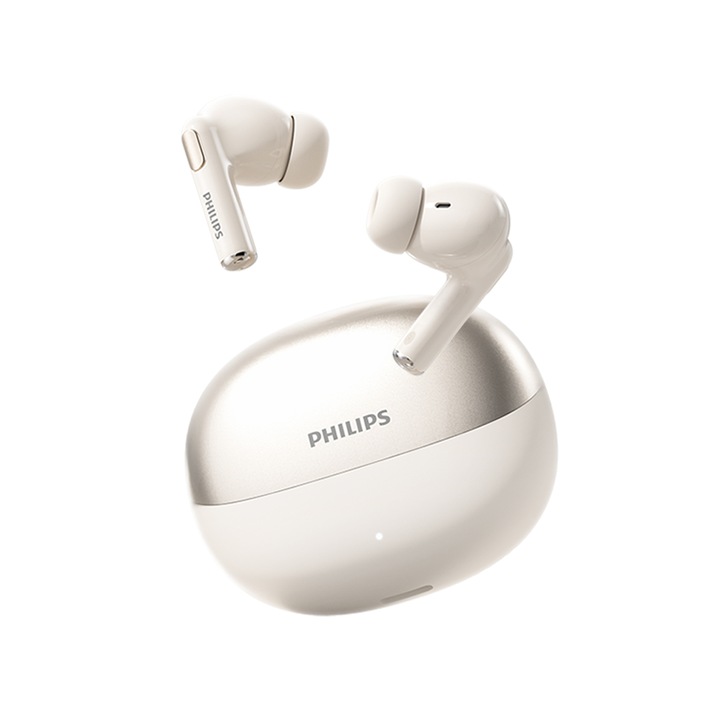 Philips TAT1120 fülhallgató, TWS, in-ear, IP54 víz- és porvédelem ANC-vel, AI hívászajcsökkentés, hi-fi térbeli hangzás, magával ragadó 3D hangzás, alacsony késleltetés sportoláshoz, munkához, utazáshoz, fehér