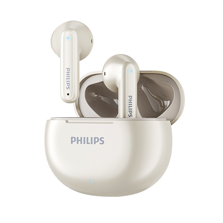 Philips TAT1199, Fülhallgató, True Wireless, In-Ear fülhallgató, IP54 víz- és porálló ANC-vel, Mesterséges intelligencia alapú zajcsökkentés hívásokhoz, Ultra-hosszú lejátszási idő, 3D térhatású hangzás, Sporthoz, munkához, utazáshoz, Fehér