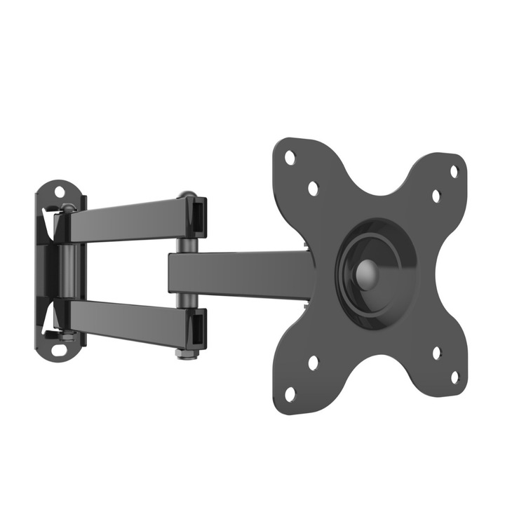 Suport TV de perete, brat extensibil articulat pentru ecrane LCD de 15", inclinabil si pivotant, compatibil cu majoritatea ecranelor plate LED de 13-32 inch, negru