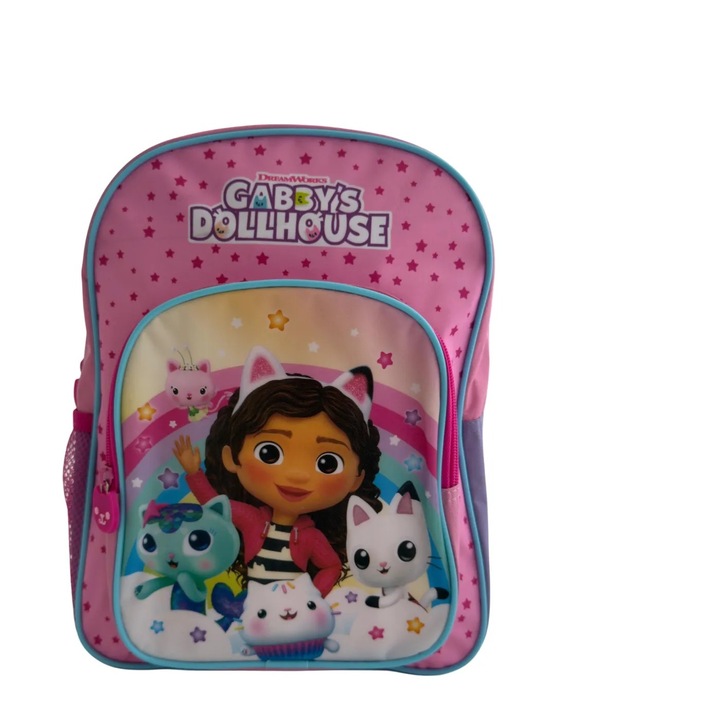Ghiozdan școlar Gabby's Dollhouse, 2 compartimente, buzunar lateral, 32x25x10cm