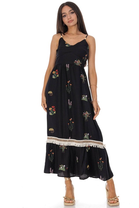 Rochie maxi de vara din bumbac si in cu broderie Roh DR4825, Onesize