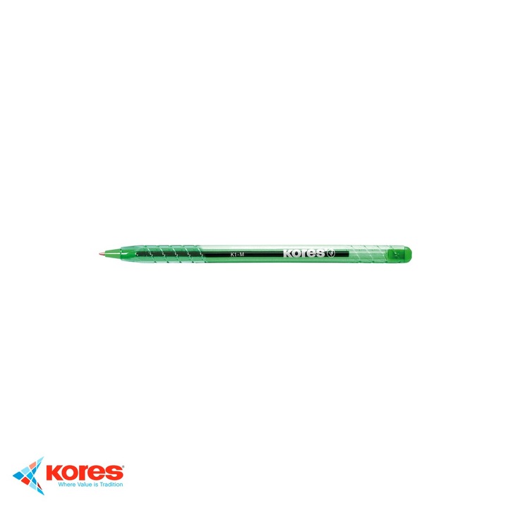 Pix de unica folosinta Kores K1, varf mediu 1mm, cerneala verde, pentru scriere zilnica