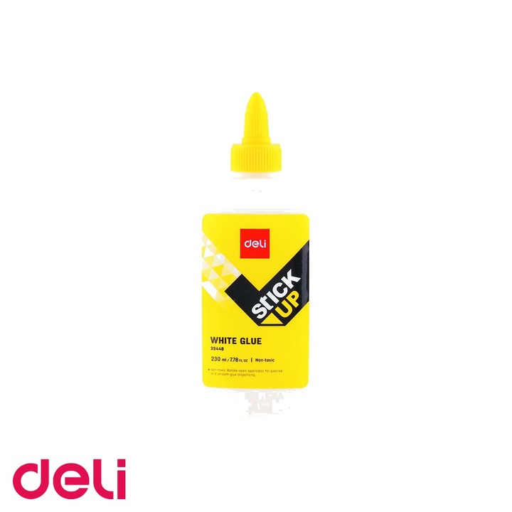 Aracet Deli 230ml, tub plastic cu varf subtire, lipici alb non toxic pentru proiecte creative