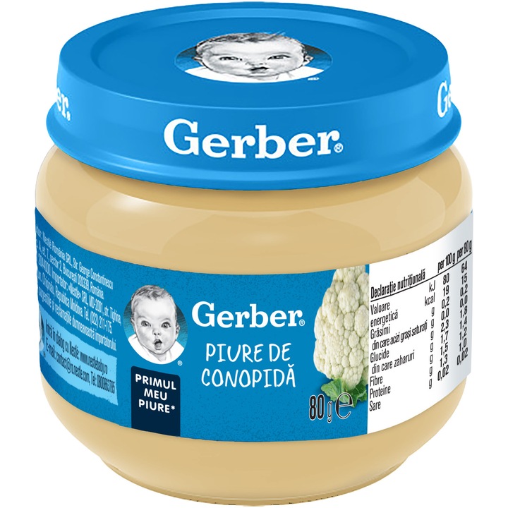 Pachet 6 x Piure de conopida, primul meu piure, Gerber Natural, 6 x 80g