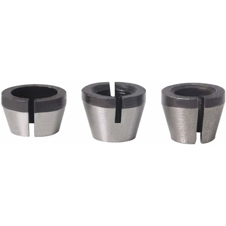 3 darab befogógyűrű adapter készlet tokmányhoz, keményfém, 8 mm/6.35 mm/6 mm, hőkezelt és köszörült, ezüst