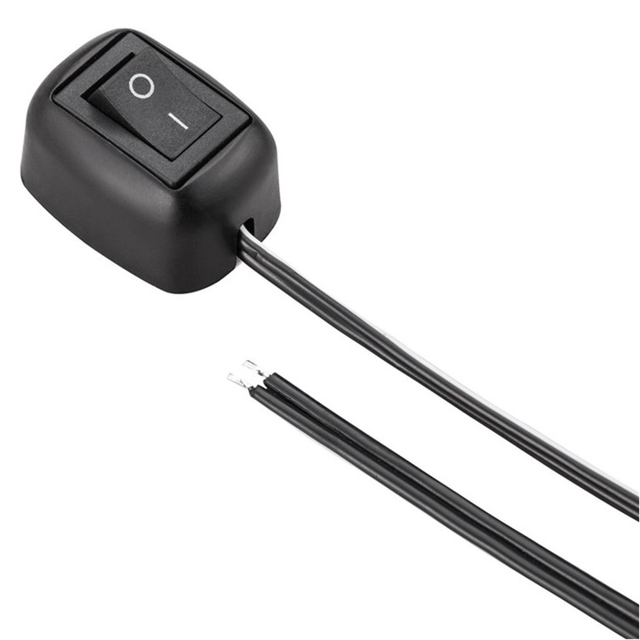 Comutator buton auto 12V-24V/10A, forma de lacrima, pornit/oprit, pentru proiectoare de ceata, bara luminoasa LED (cu cablu de 1 m)