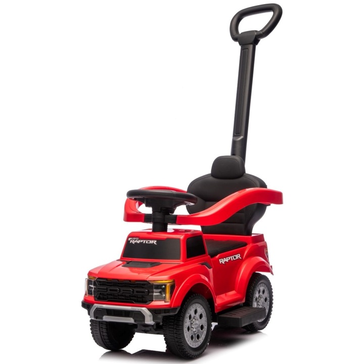 Masinuta De Impins Pentru Copii, Sun Baby, Ford Raptor, 3 In 1, Cu Maner Parental, Suport Pentru Picioare, Lumini Led, Compartiment Depozitare, Rosu