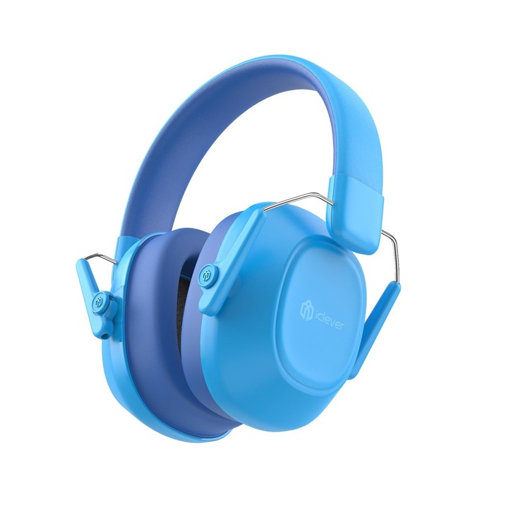 Casti iClever IC-EM01 Antifonice Pentru Copii/Adulti, SNR 29dB, Protectie Auditiva Pentru Autism, Concentrare si Evenimente Zgomotoase, Culoare Albastru