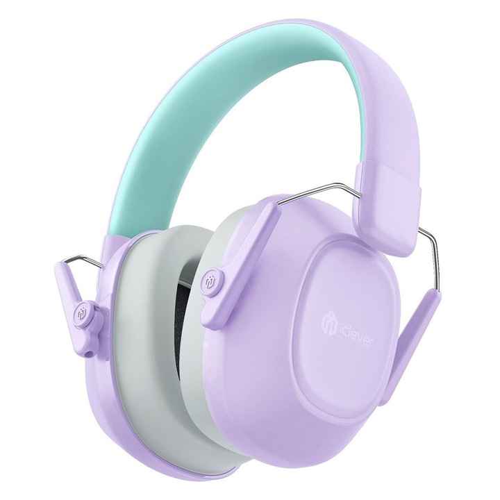 Casti iClever IC-EM01 Antifonice Pentru Copii/Adulti, SNR 29dB, Protectie Auditiva Pentru Autism, Concentrare si Evenimente Zgomotoase, Culoare Purple