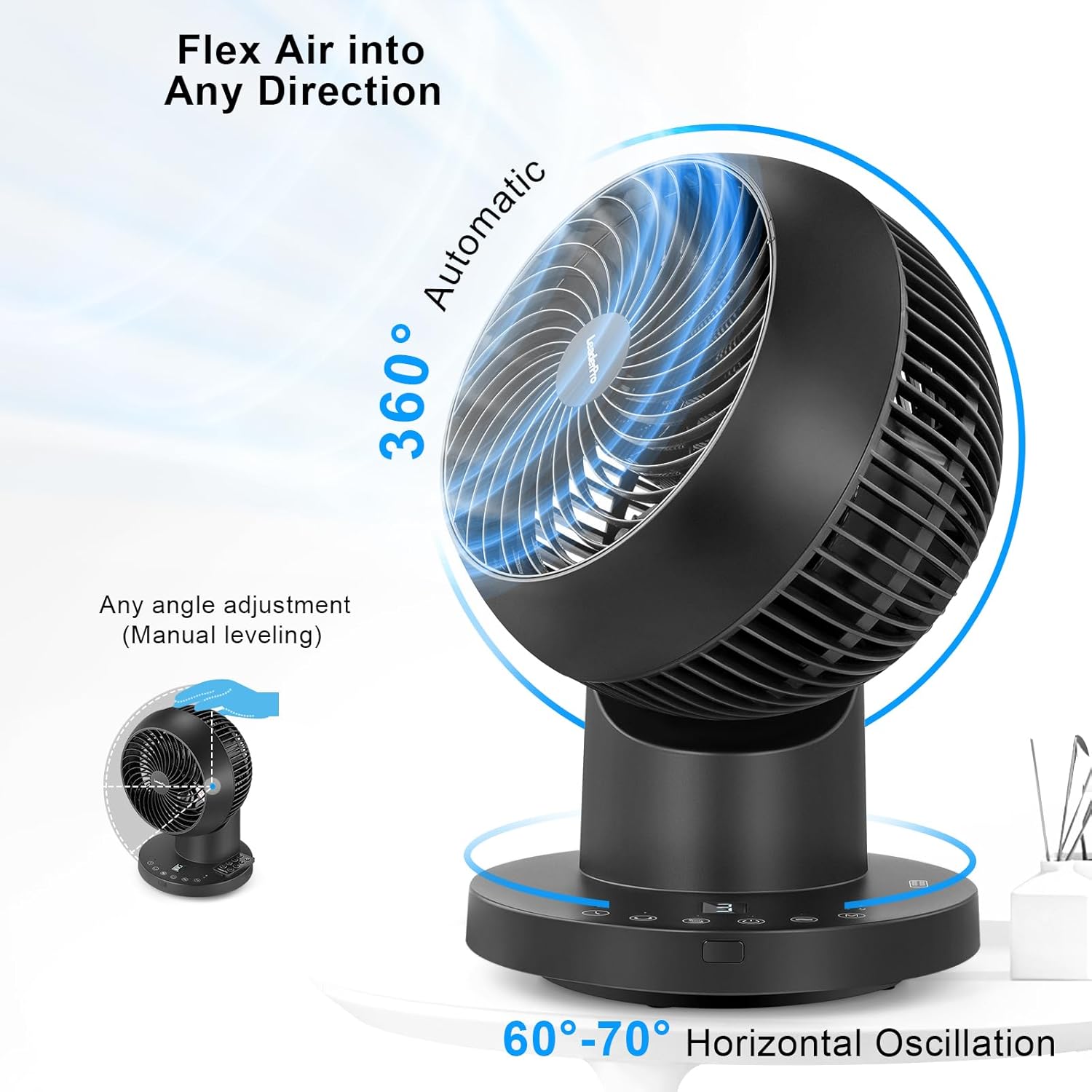 Leader Pro Fan Ventilator de masa LeaderPro cu telecomanda, 32 W, silentios, cu 4 ...